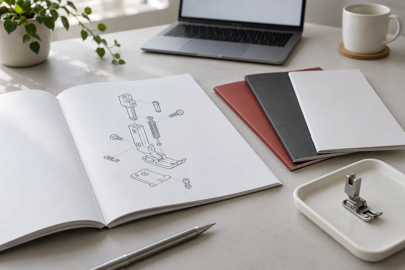 Illustrative technical literature and a generic sewing component