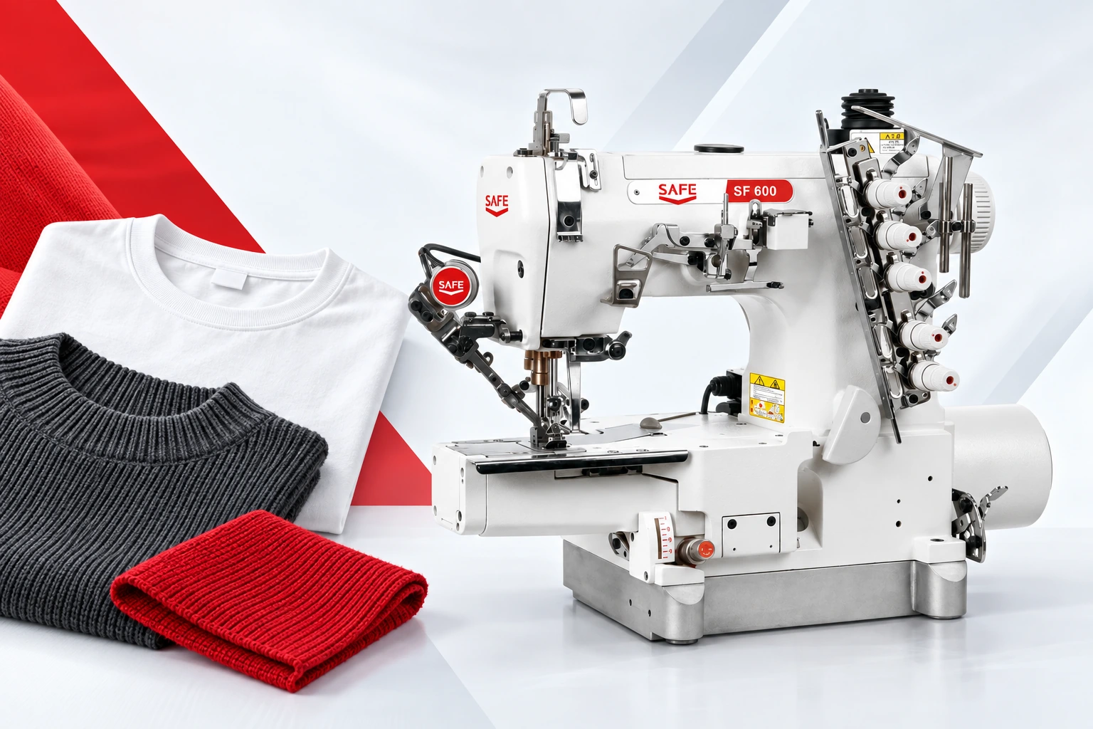 SAFE interlock machine with knitwear and garment materials