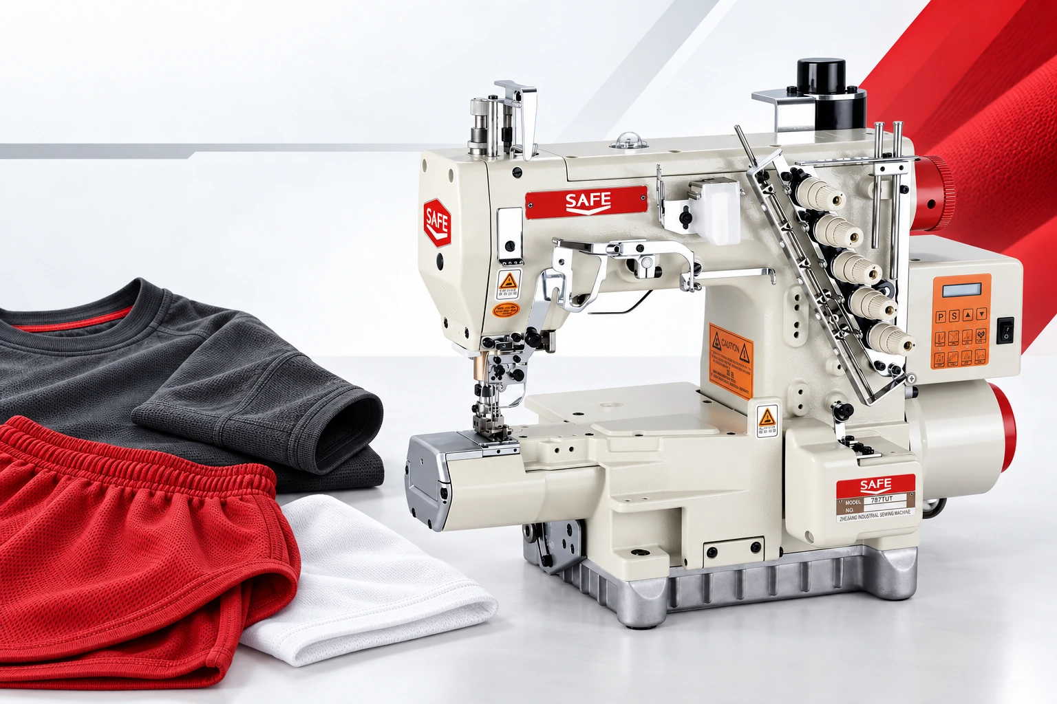 Coverstitch equipment with sportswear and jersey fabric