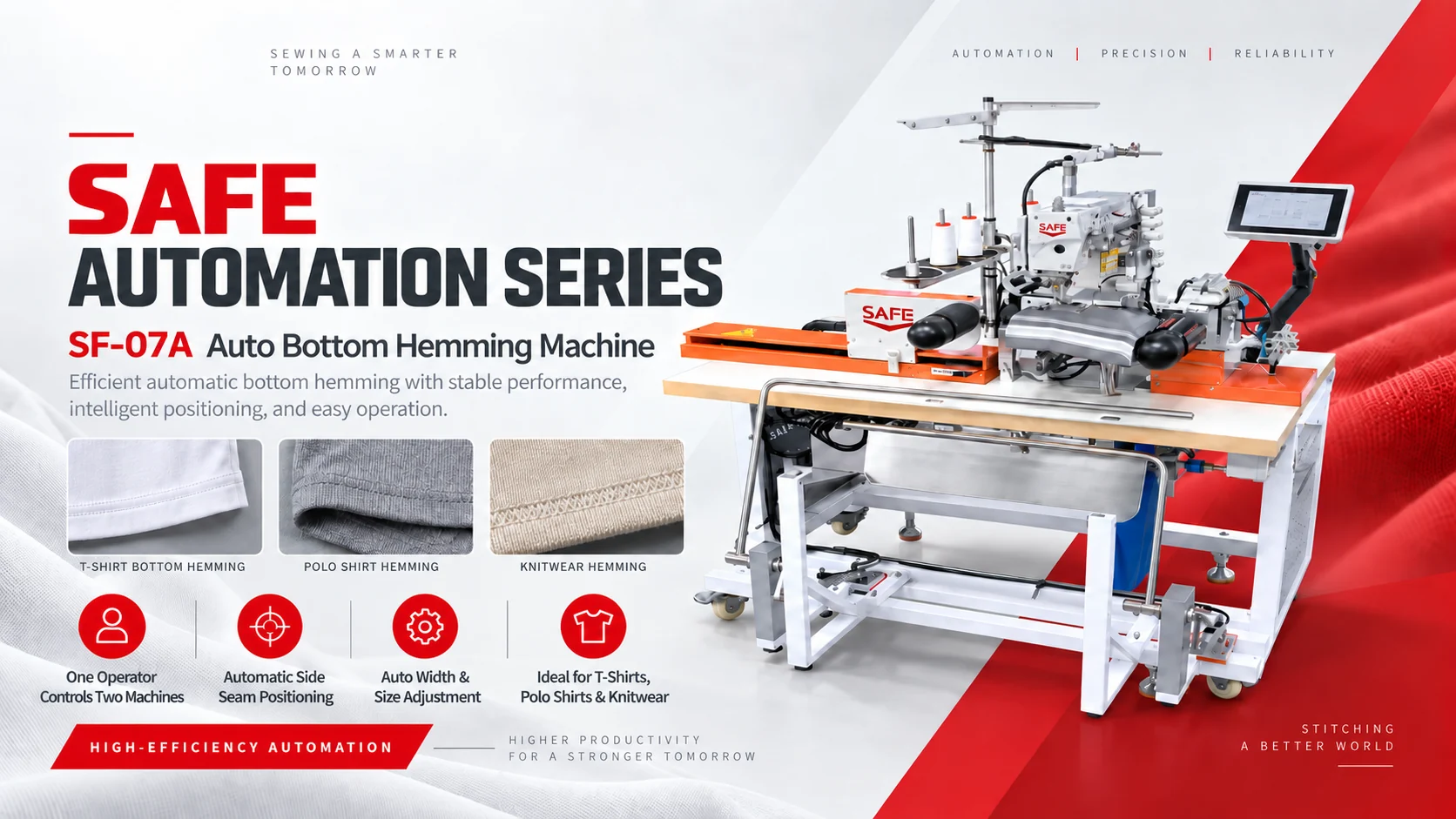 SAFE automated sewing equipment series promotional banner