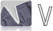SF-15V/S — Taped side-slit application and stitch-path illustration.