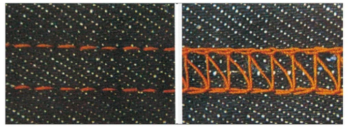 SF-B-2000C-UTC — Face and reverse seam examples for belt-loop strip making.
